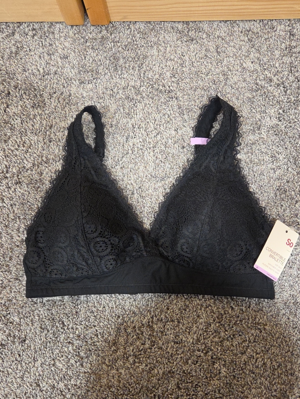 So Black Lace Convertible Bralette NWT Size XL